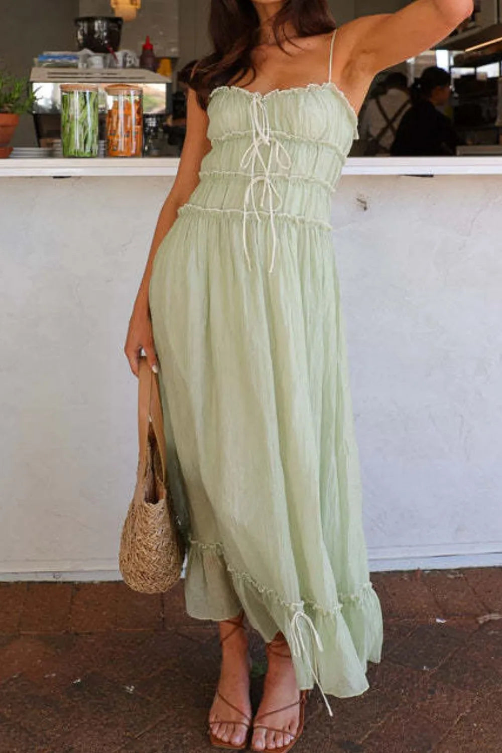 Ruffled Hem Frill Midi Cami Dress - LODIMAE FASHION 