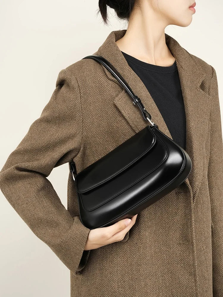 Genuine Leather Saddle Bag for Women - Cowhide Shoulder Crossbody Purse - LODIMAE FASHION 