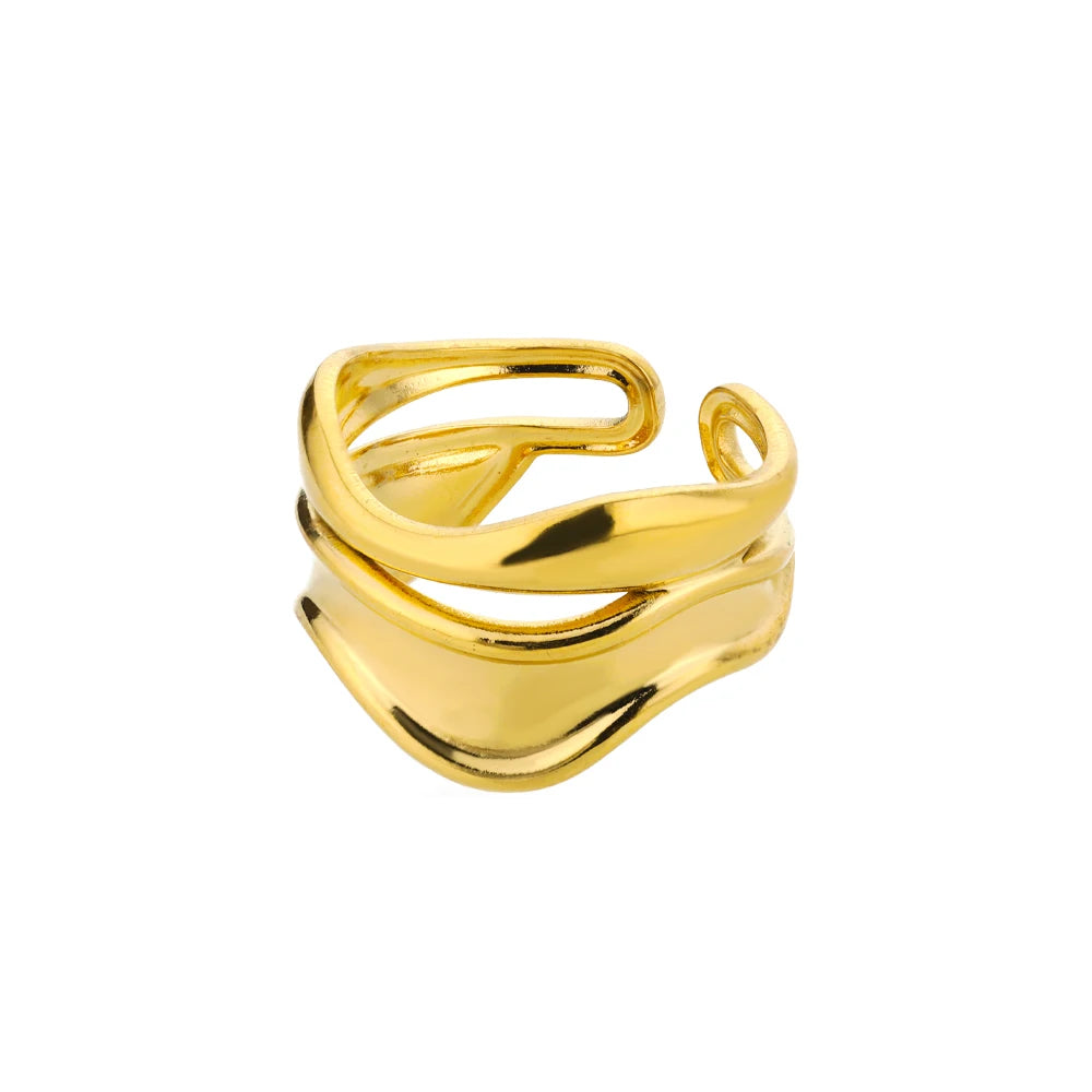 Stainless Steel Rings for Women Waterproof Open Gold Color Ring Wedding Couple Band Jewelry Gifts Free Shipping Items anillos - LODIMAE FASHION 