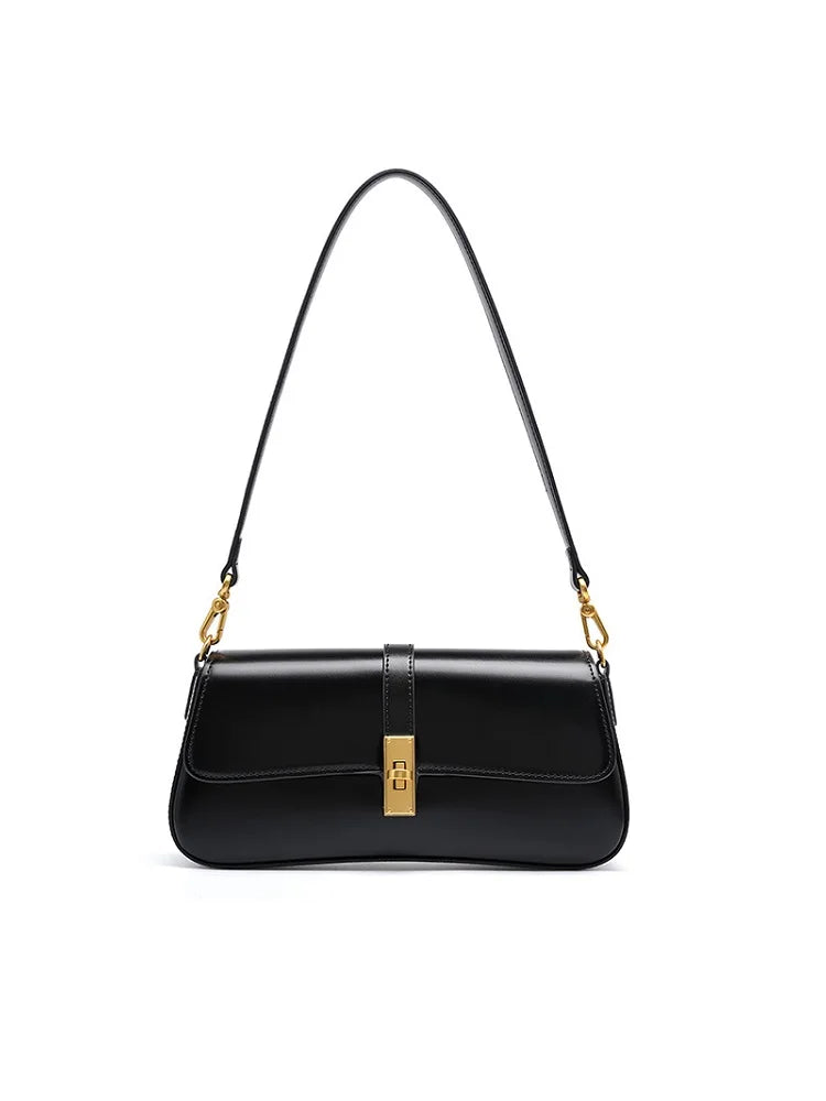 Genuine Leather Shoulder Bag: Trendy Crossbody Baguette Handbag - LODIMAE FASHION 
