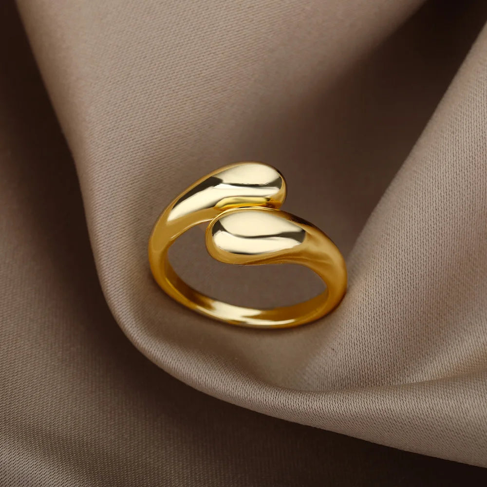 Stainless Steel Rings for Women Waterproof Open Gold Color Ring Wedding Couple Band Jewelry Gifts Free Shipping Items anillos - LODIMAE FASHION 