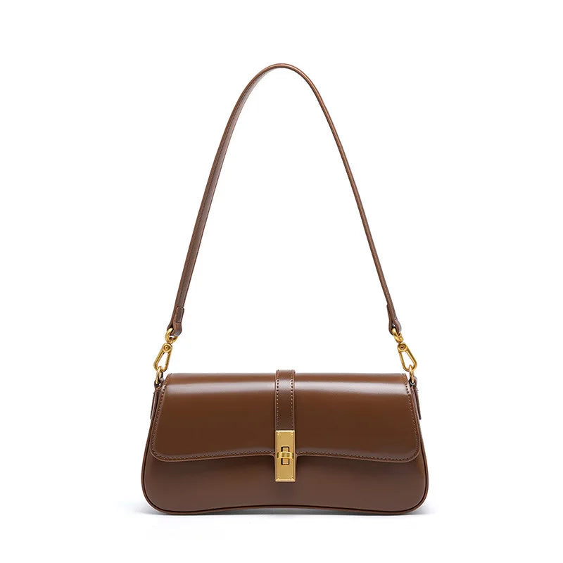 Genuine Leather Shoulder Bag: Trendy Crossbody Baguette Handbag - LODIMAE FASHION 