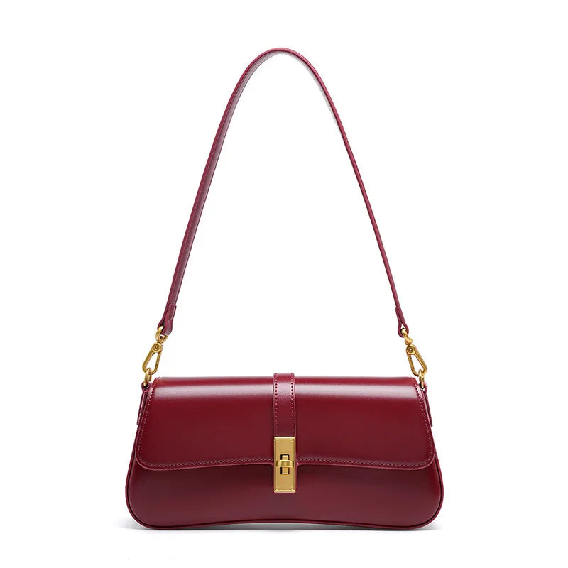 Genuine Leather Shoulder Bag: Trendy Crossbody Baguette Handbag - LODIMAE FASHION 