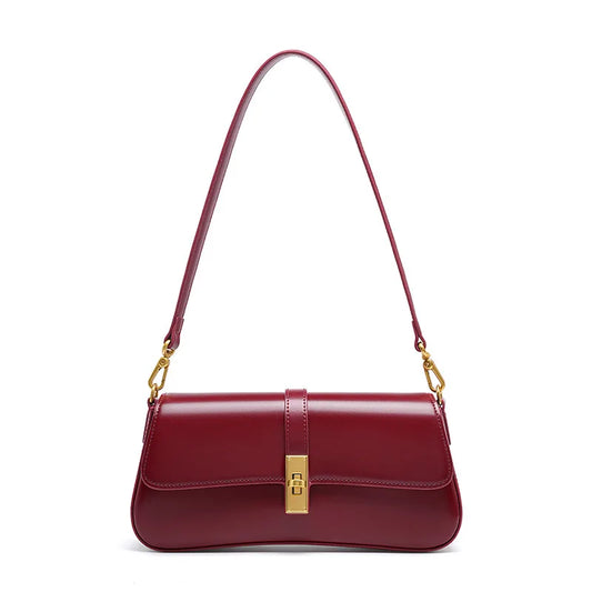 Genuine Leather Shoulder Bag: Trendy Crossbody Baguette Handbag - LODIMAE FASHION 