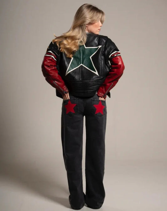 Vintage Five-Pointed Star Print High Waited Jeans - LODIMAE FASHION 