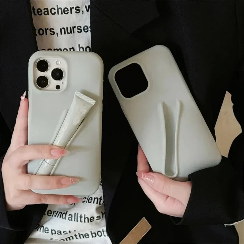 Lipstick Make-up Soft Silicone Phone Case for IPhone 16 14 15 Pro Max X Xs XR 11 13 12 Portable Lip Gloss Cover - LODIMAE FASHION 