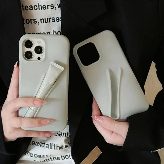 Lipstick Make-up Soft Silicone Phone Case for IPhone 16 14 15 Pro Max X Xs XR 11 13 12 Portable Lip Gloss Cover - LODIMAE FASHION 