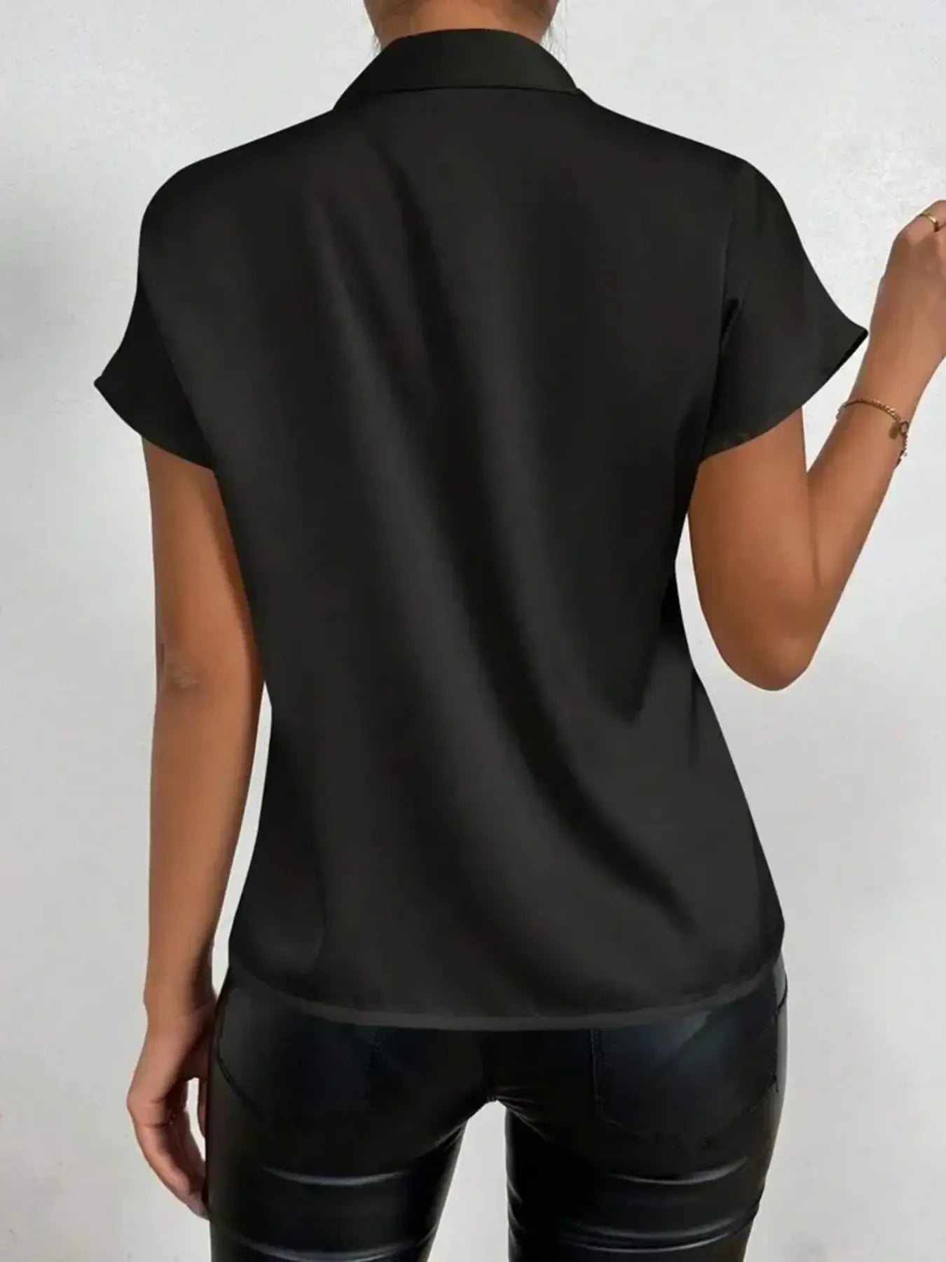 Satin Bow Tie Neck Blouse - LODIMAE FASHION 