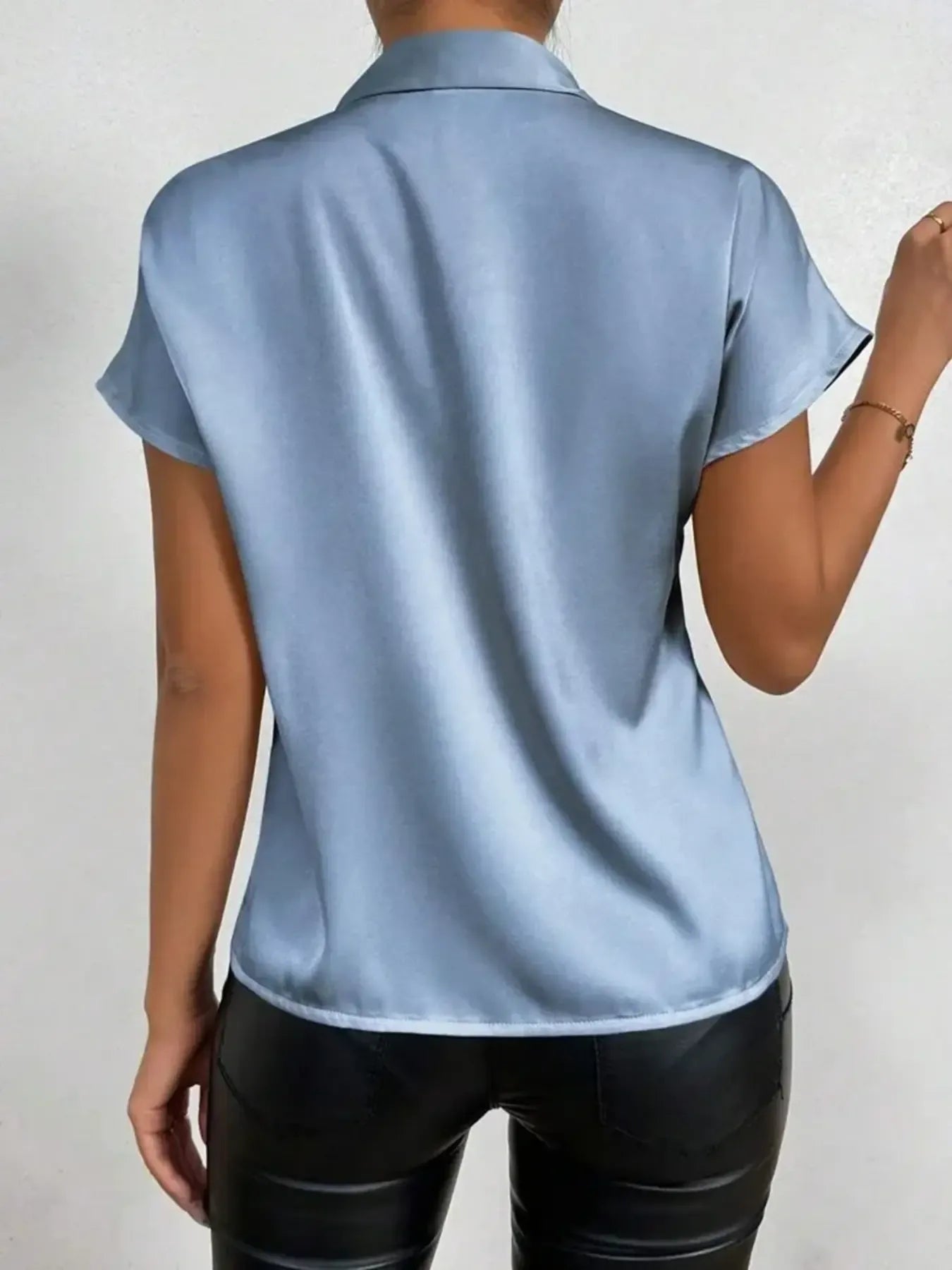Satin Bow Tie Neck Blouse - LODIMAE FASHION 