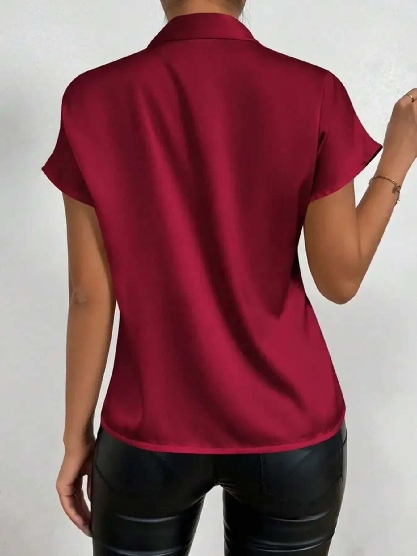 Satin Bow Tie Neck Blouse - LODIMAE FASHION 