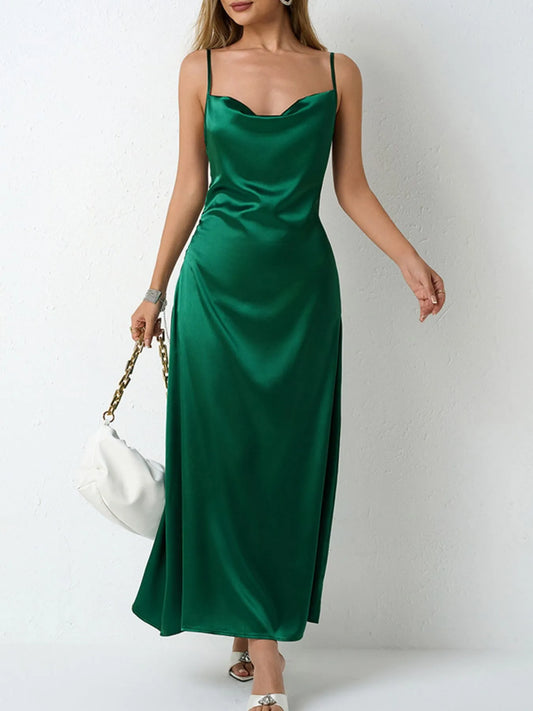 Satin Cowl Neck Cami Dress - LODIMAE FASHION 