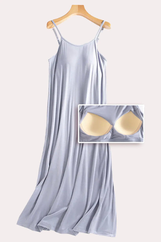 Scoop Neck Midi Cami Dress with Bra - LODIMAE FASHION 