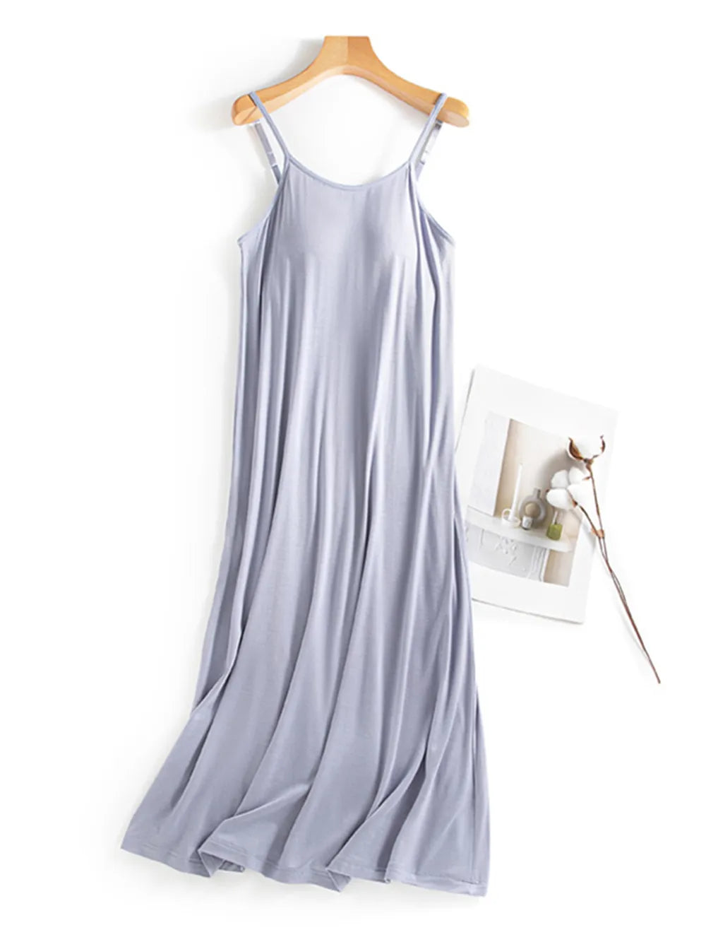 Scoop Neck Midi Cami Dress with Bra - LODIMAE FASHION 
