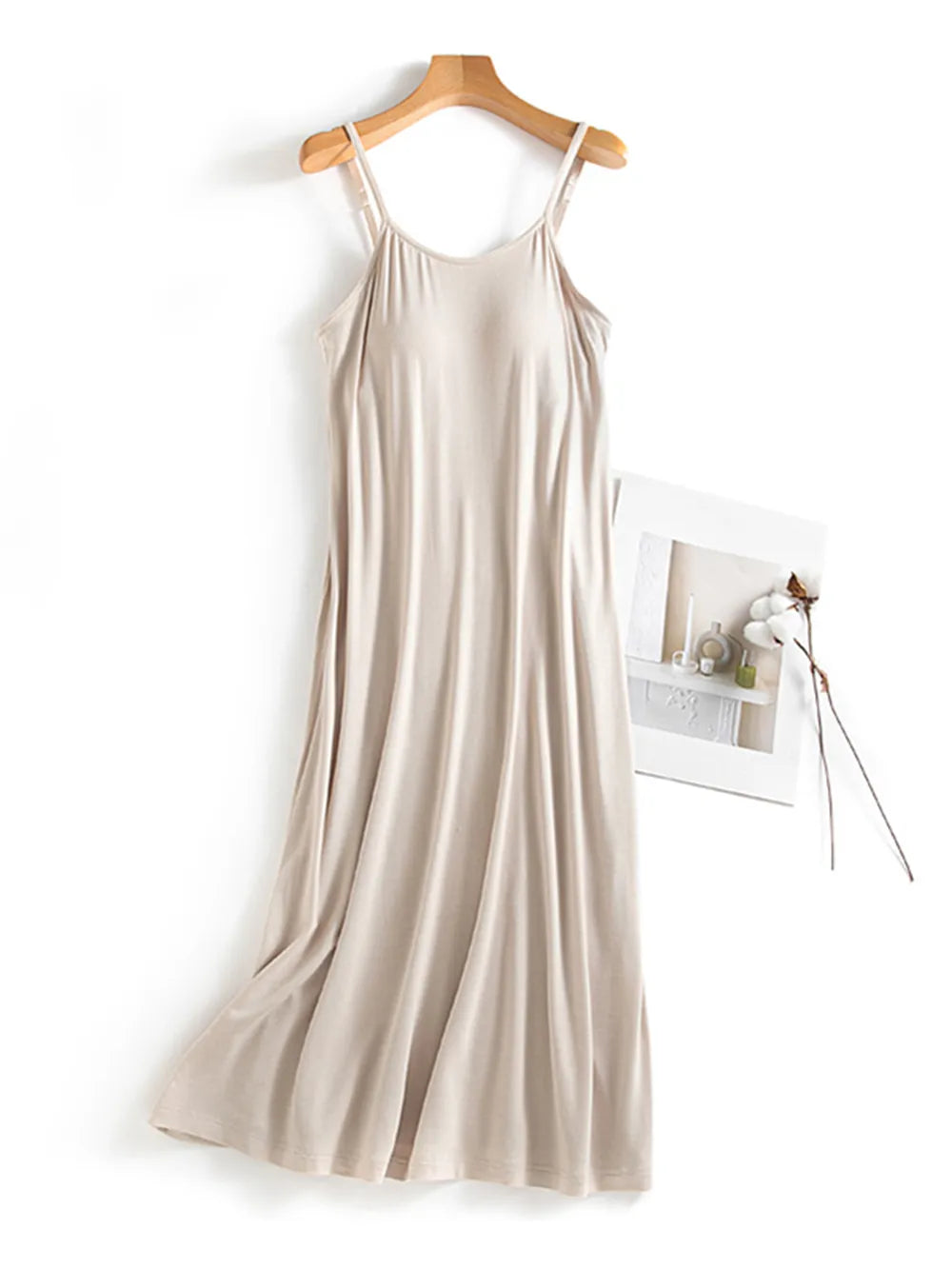 Scoop Neck Midi Cami Dress with Bra - LODIMAE FASHION 