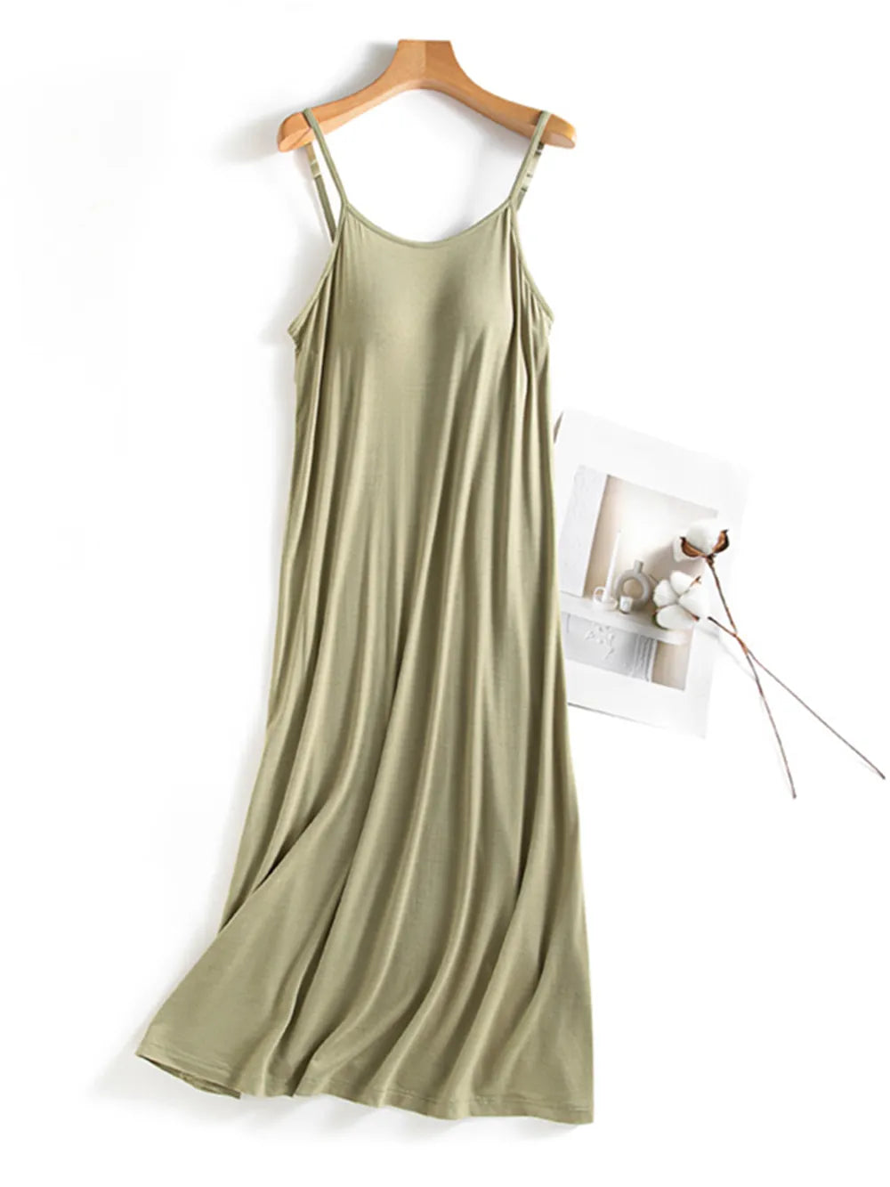 Scoop Neck Midi Cami Dress with Bra - LODIMAE FASHION 