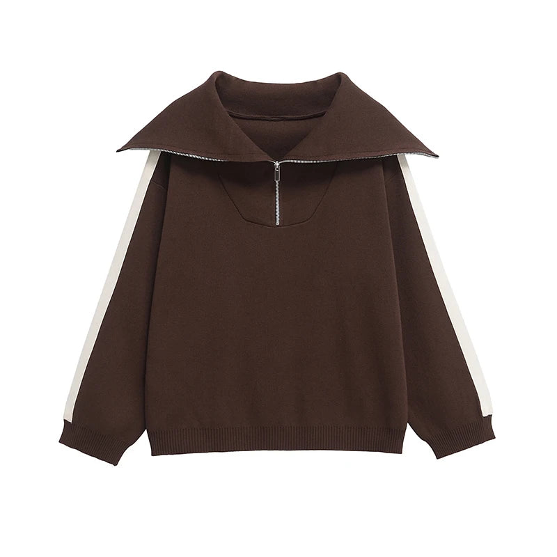 Women Fashion 2 Piece Set Brown Pullover Sweatshirts - LODIMAE FASHION 