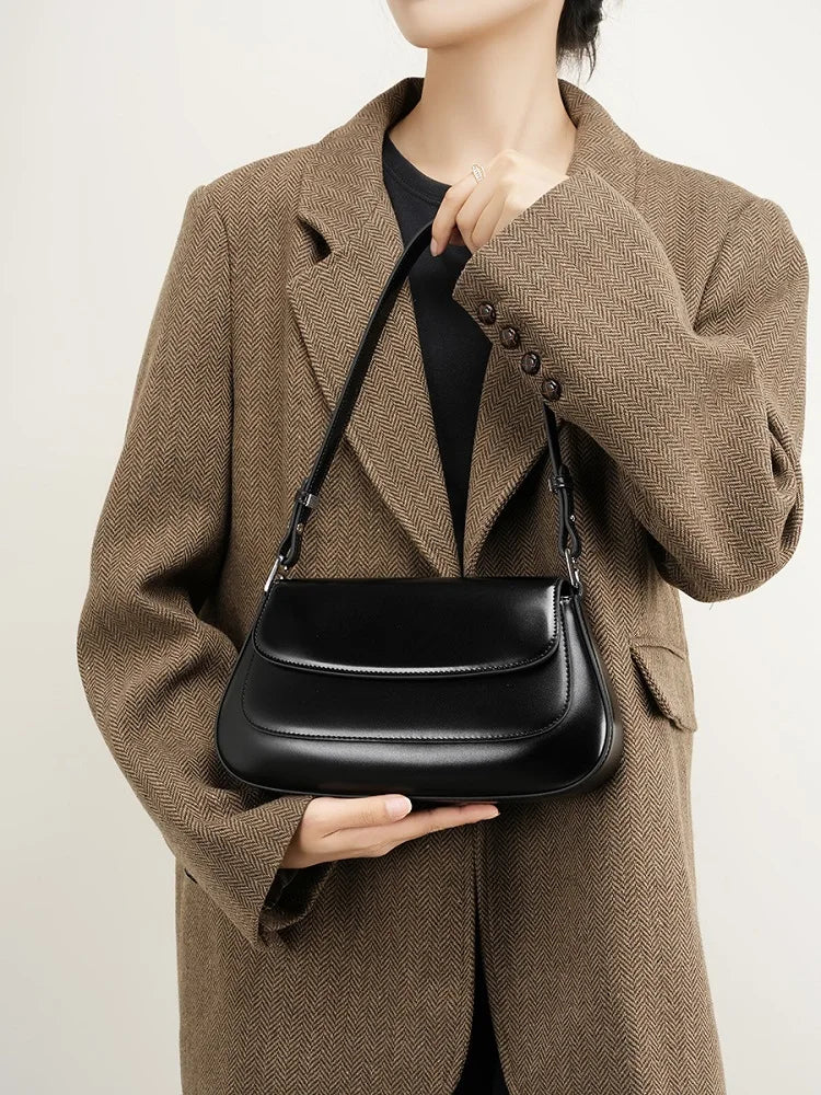 Genuine Leather Saddle Bag for Women - Cowhide Shoulder Crossbody Purse - LODIMAE FASHION 