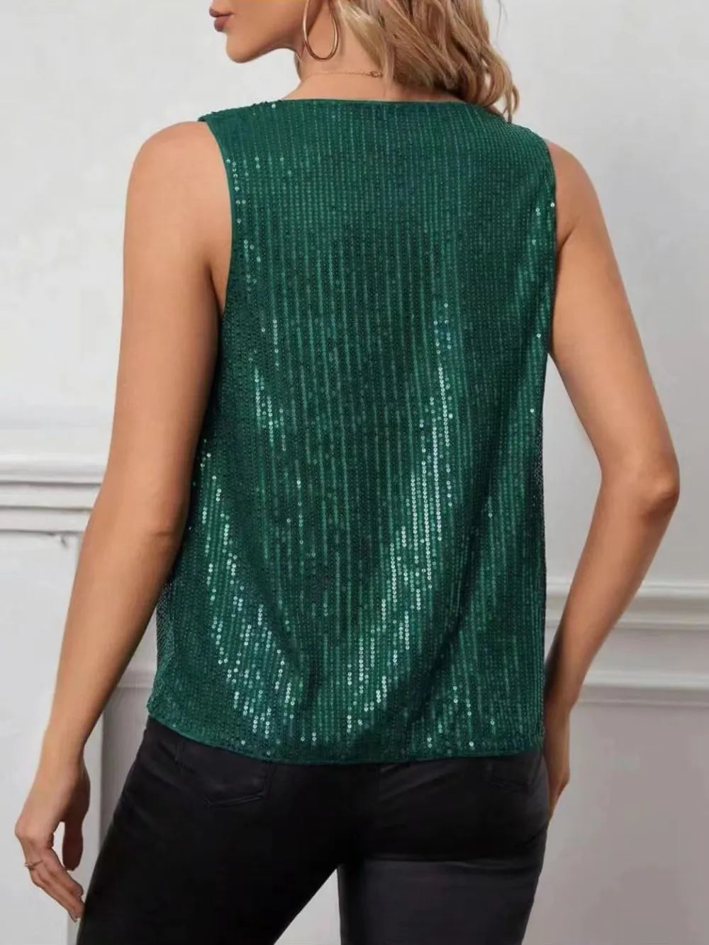 Sequin Cowl Neck Tank - LODIMAE FASHION 