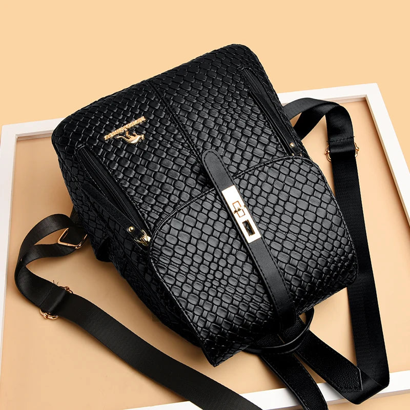 Luxury Women Leather Backpacks for Girls Sac A Dos - LODIMAE FASHION 