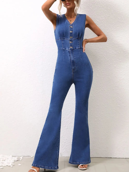 Sleeveless Denim Jumpsuit – Casual One-Piece for Women - LODIMAE FASHION 