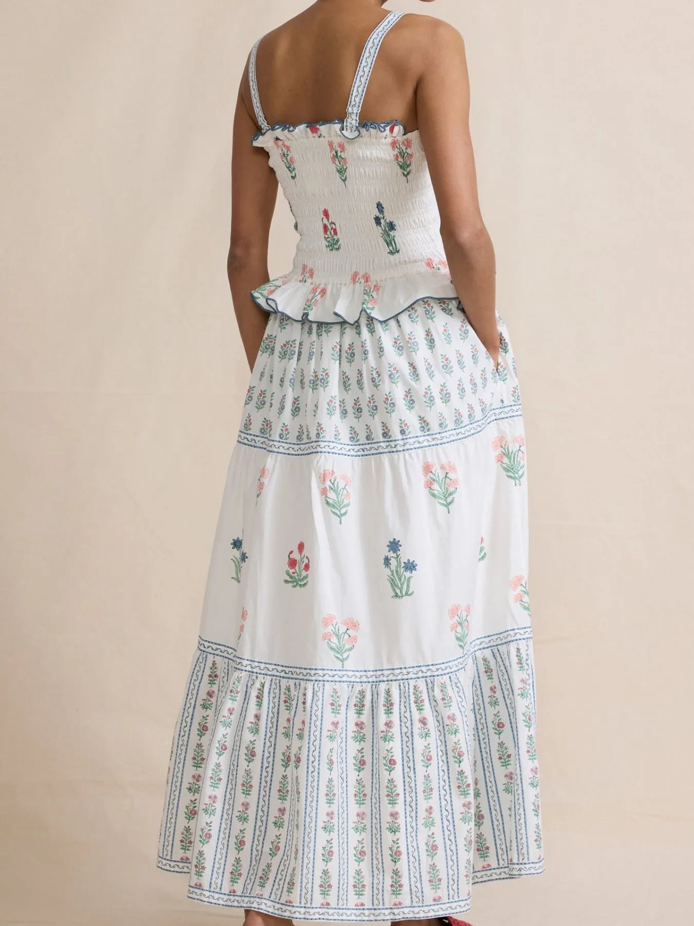 Smocked Ruffled Square Neck Maxi Dress - LODIMAE FASHION 