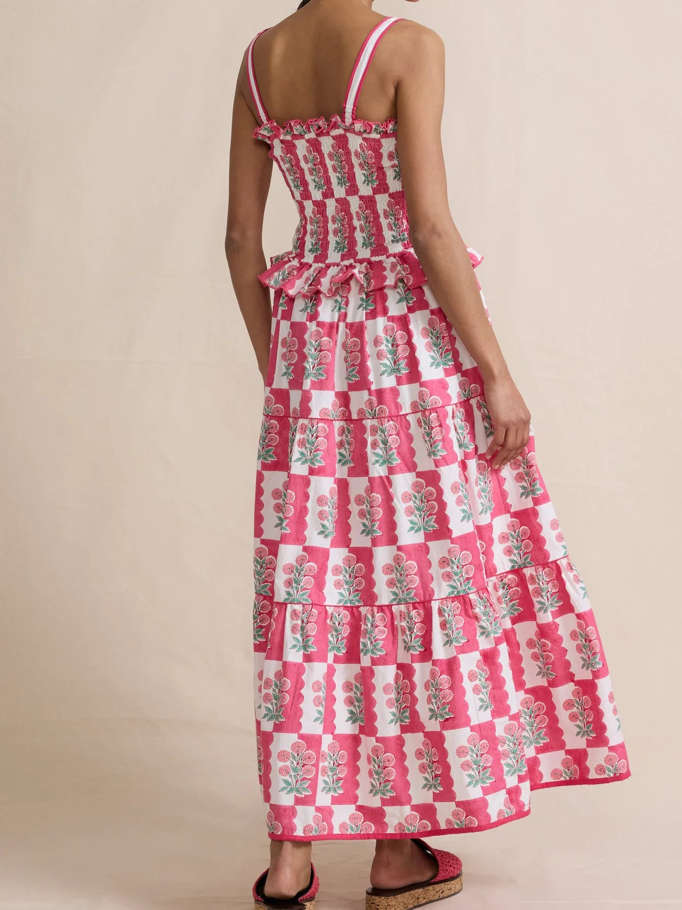 Smocked Ruffled Square Neck Maxi Dress - LODIMAE FASHION 