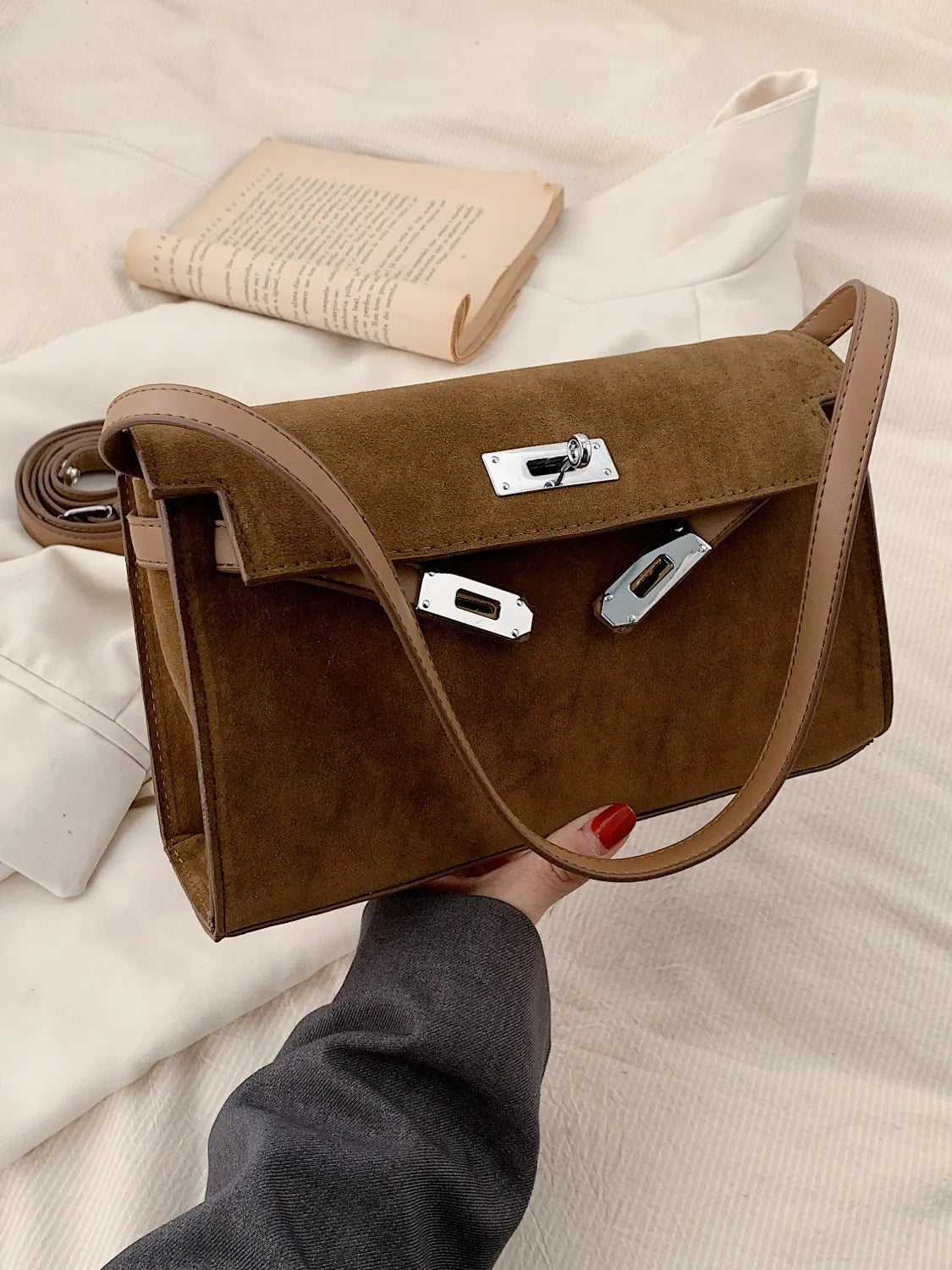 Solid Color Polyester Shoulder Bag – Lightweight Everyday Tote - LODIMAE FASHION 