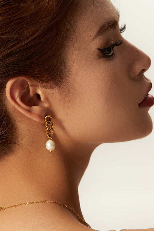 Stainless Steel Pearl Earrings – Elegant Classic Jewelry for Women - LODIMAE FASHION 