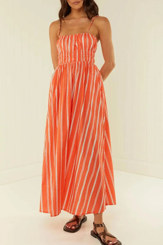 Striped Square Neck Cami Dress - LODIMAE FASHION 