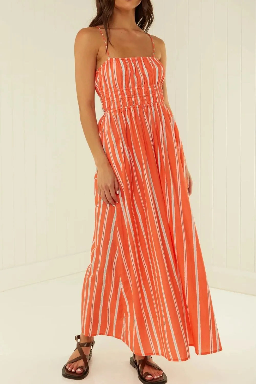 Striped Square Neck Cami Dress - LODIMAE FASHION 
