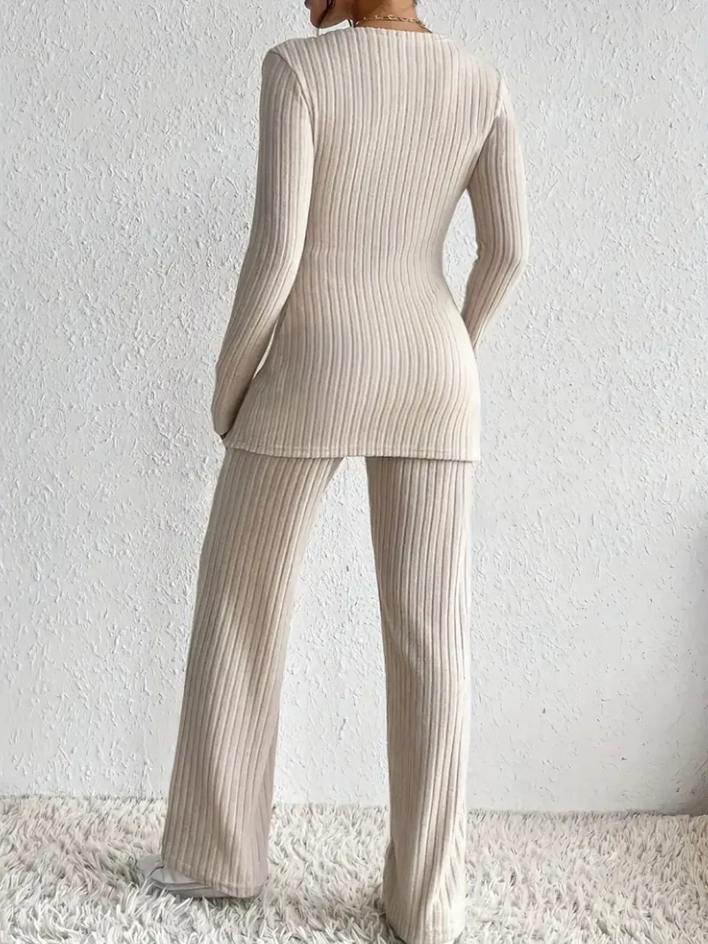 Surplice Long Sleeve Top and Pants Set - LODIMAE FASHION 