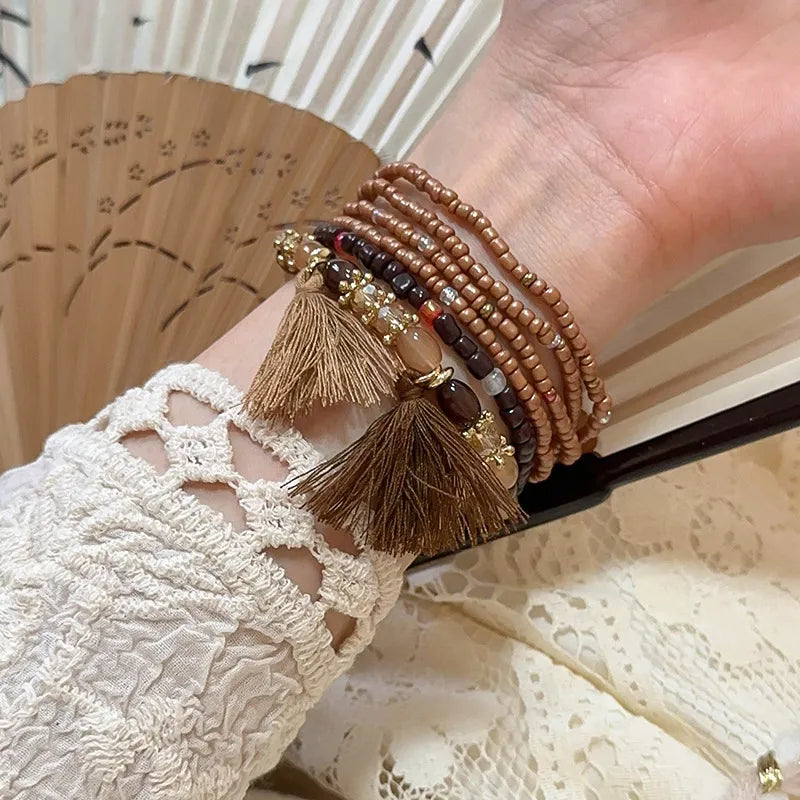 Tassel Rice Bead Bracelet – Handmade Boho Jewelry - LODIMAE FASHION 