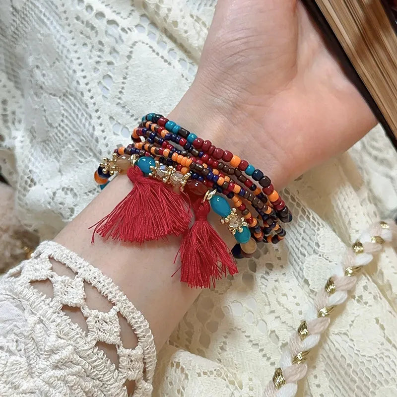 Tassel Rice Bead Bracelet – Handmade Boho Jewelry - LODIMAE FASHION 
