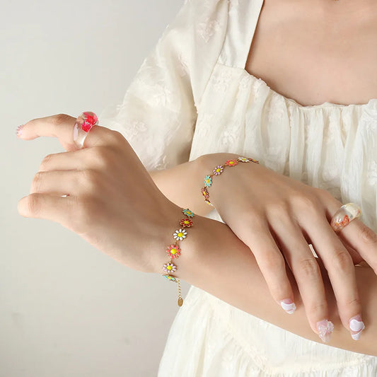 Titanium Steel Oil Drip Flower Bracelet - LODIMAE FASHION 