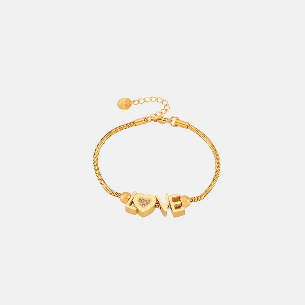 Titanium Steel Rhinestone Letter Bracelet - LODIMAE FASHION 