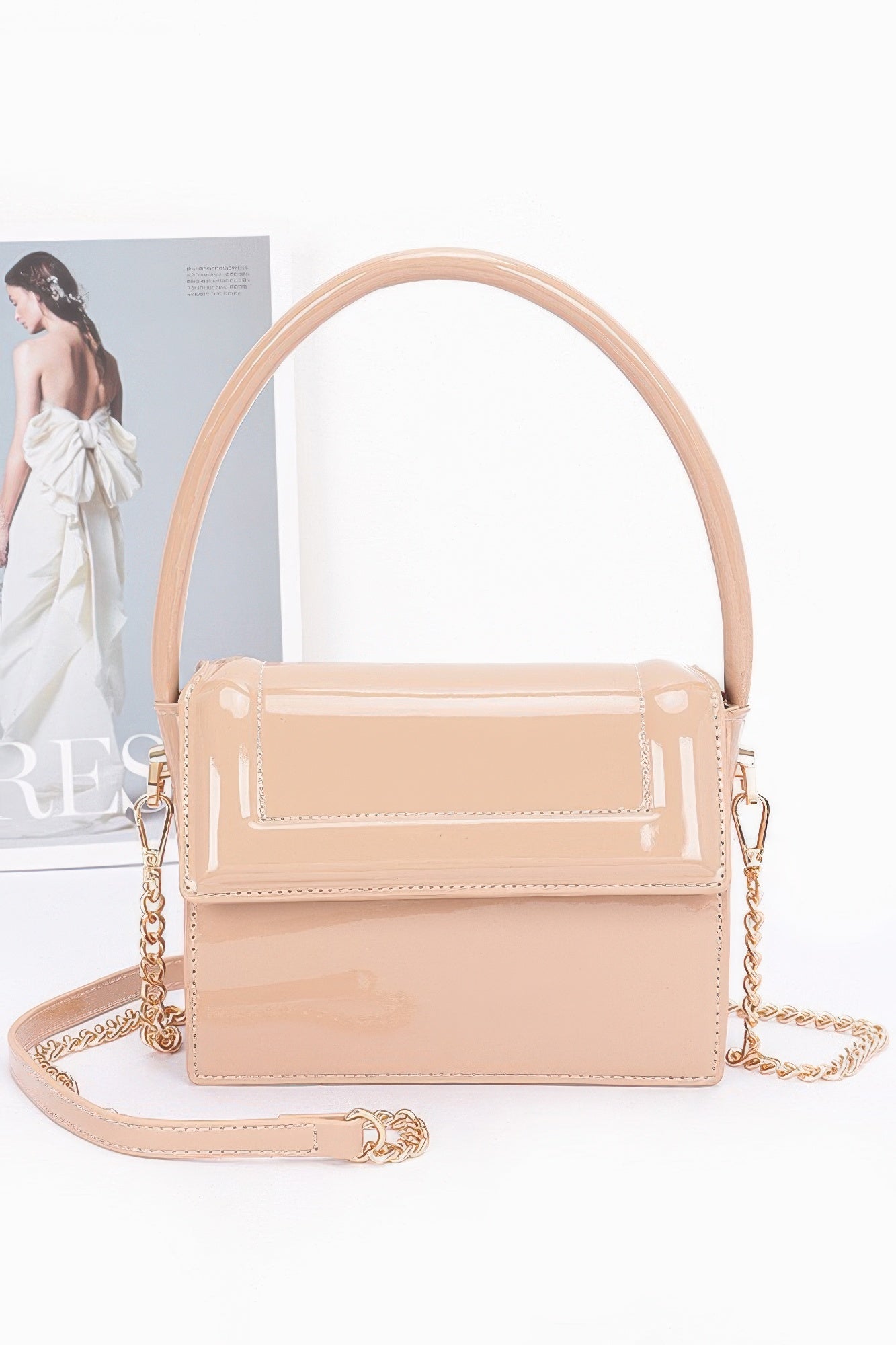 Enamel Top Handle Flap Bag - LODIMAE FASHION 