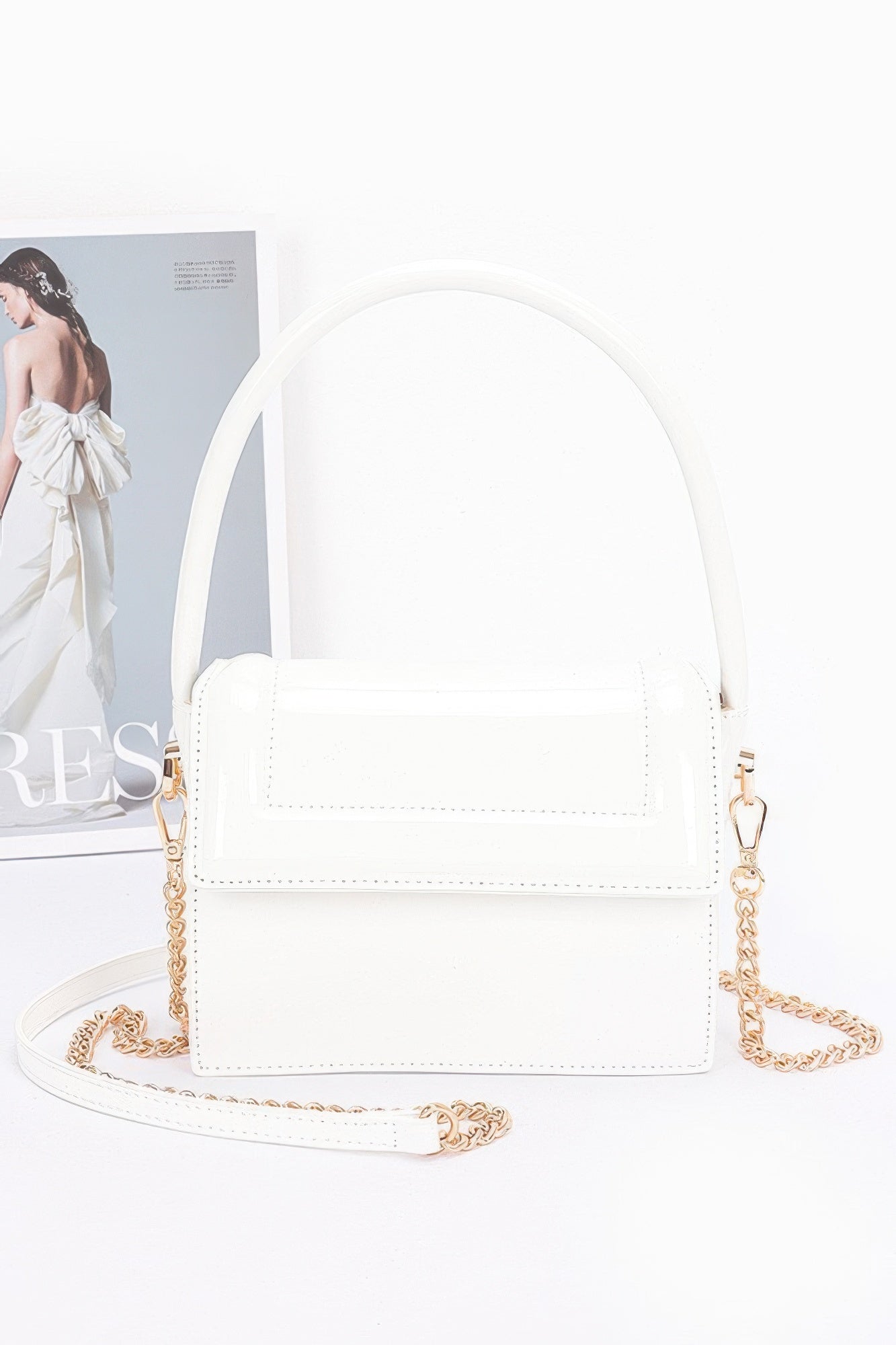 Enamel Top Handle Flap Bag - LODIMAE FASHION 