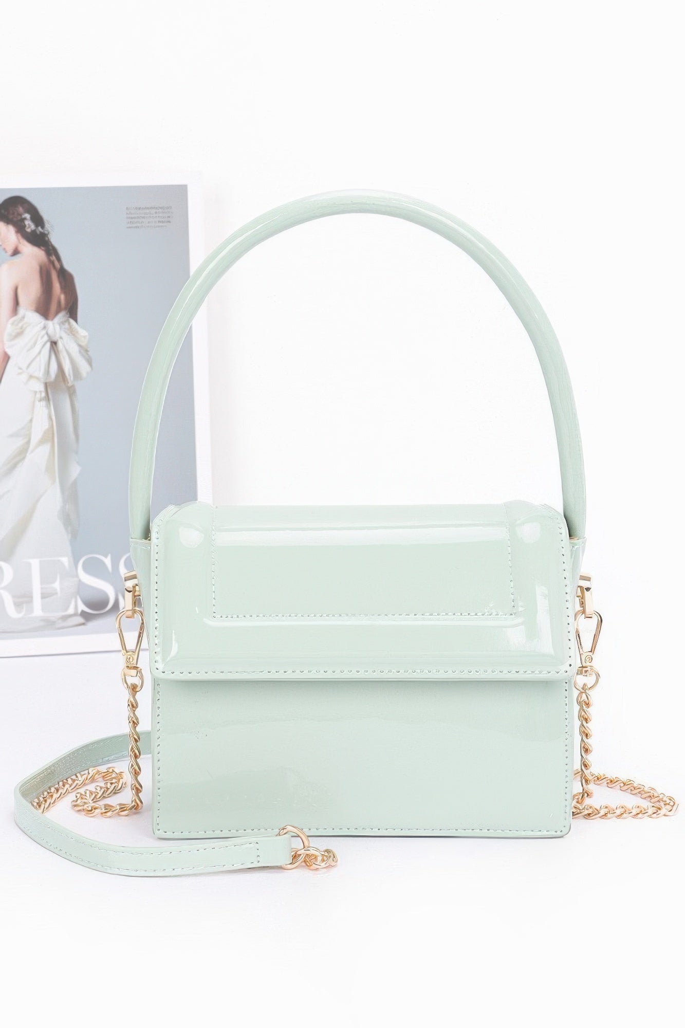 Enamel Top Handle Flap Bag - LODIMAE FASHION 