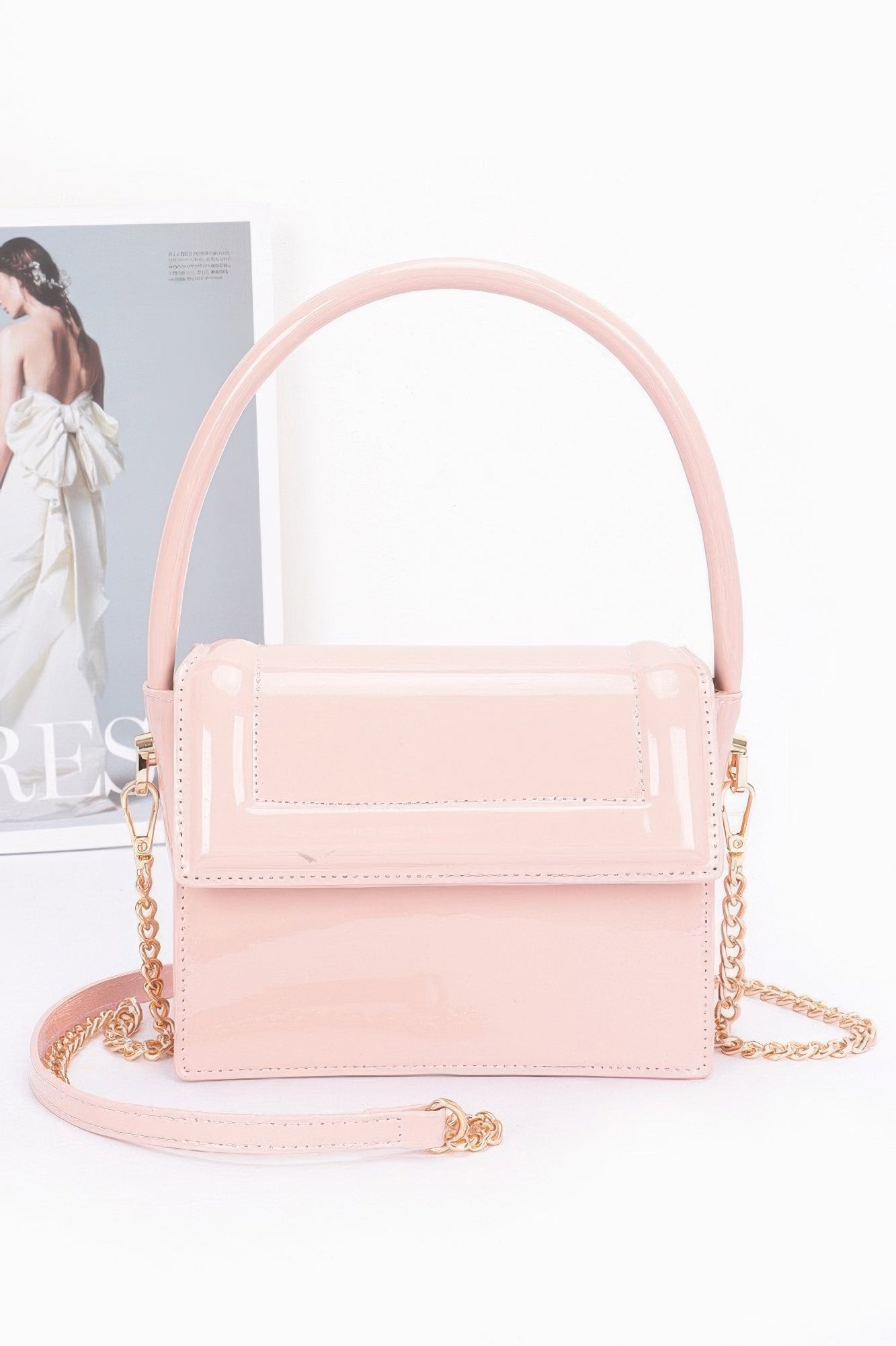 Enamel Top Handle Flap Bag - LODIMAE FASHION 