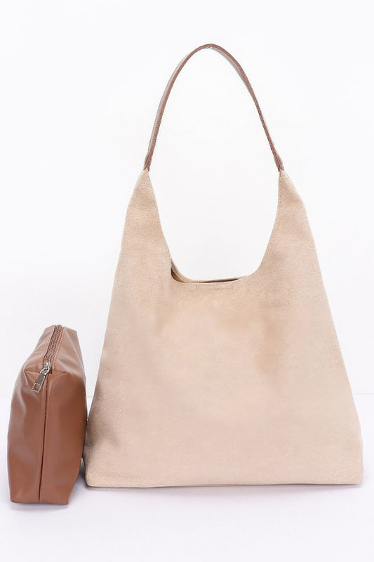 Faux Suede Bindle Bag W/ Pouch - LODIMAE FASHION 