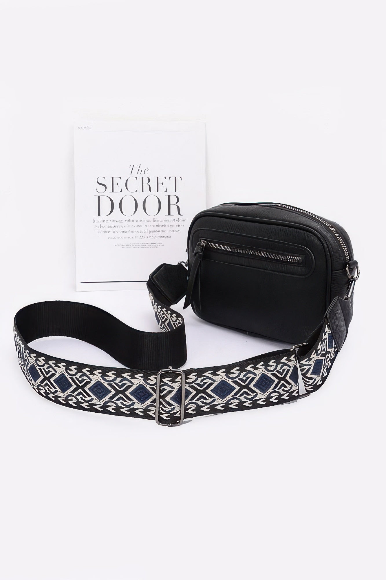 Faux Leather Camera Bag W/multi Color Strap - LODIMAE FASHION 