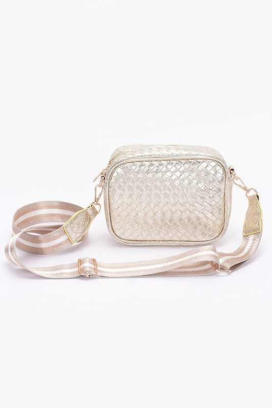 Metallic Embossed Faux Leather Camera Bag W/strap - LODIMAE FASHION 