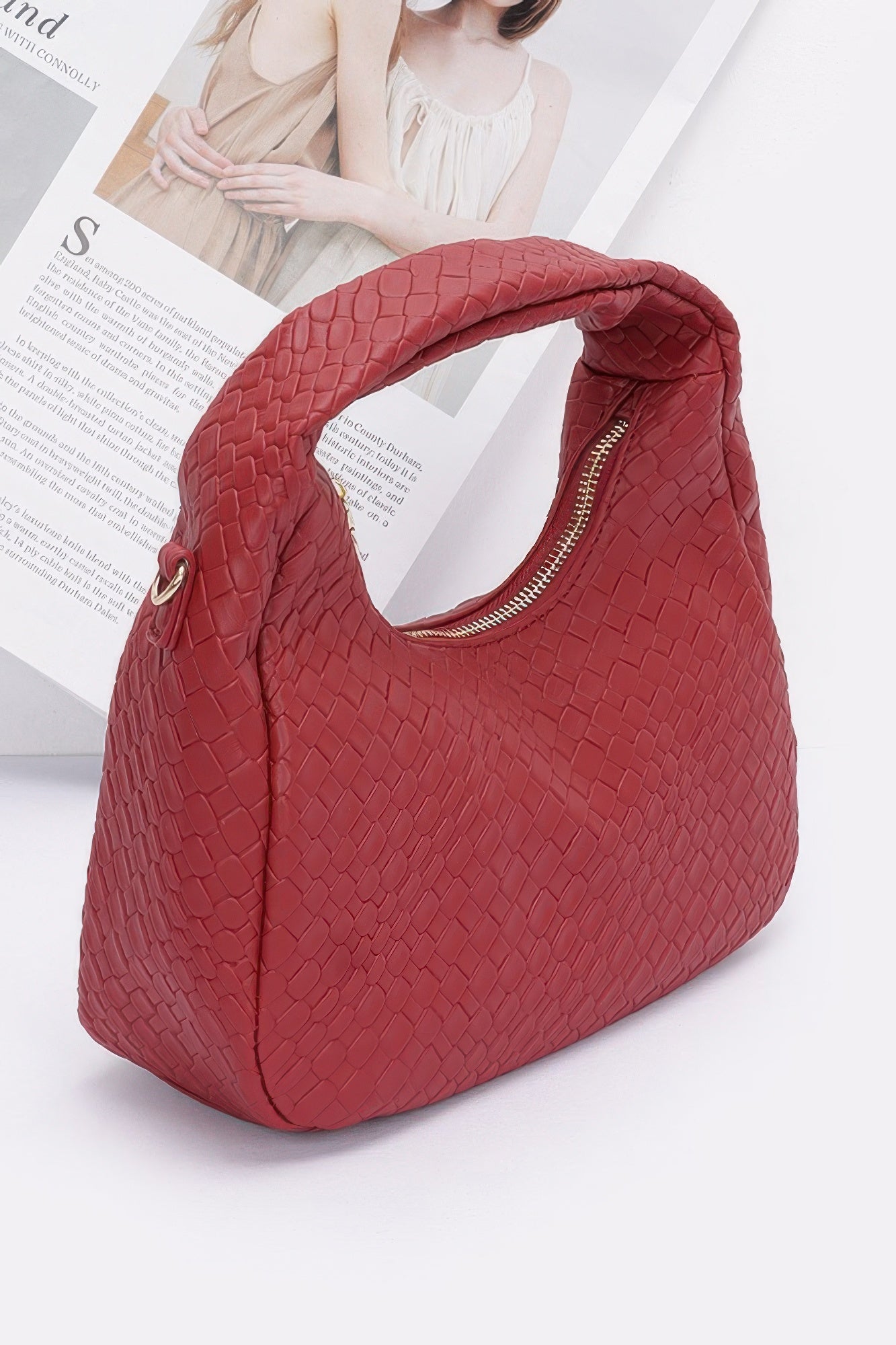 Embossed Faux Leather Hobo Bag - LODIMAE FASHION 