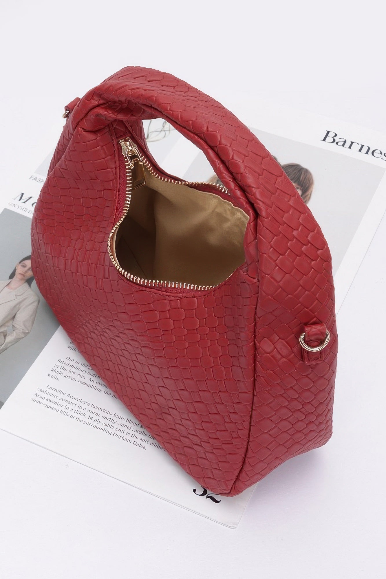 Embossed Faux Leather Hobo Bag - LODIMAE FASHION 