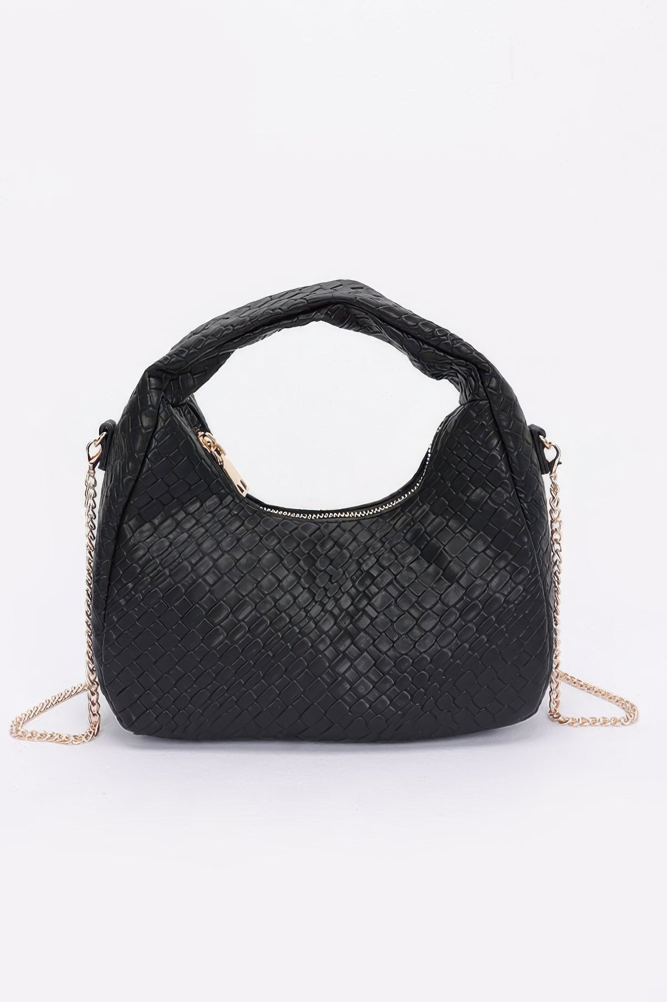 Embossed Faux Leather Hobo Bag - LODIMAE FASHION 