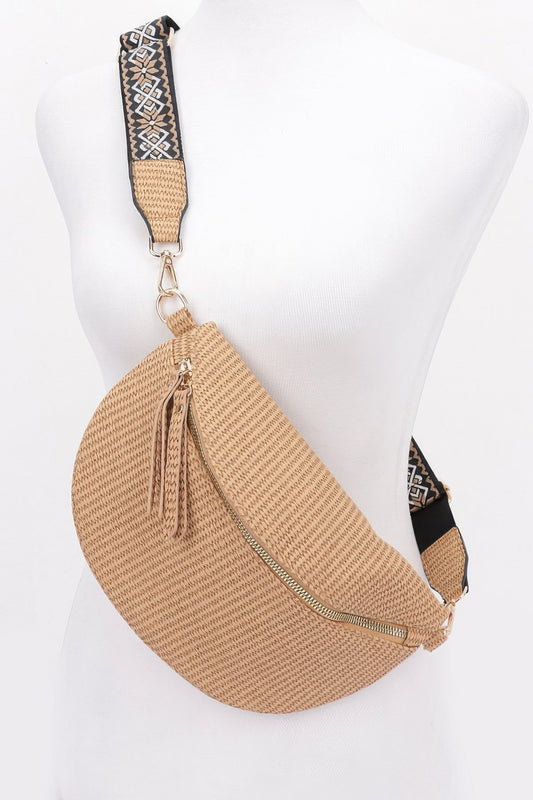 Faux Leather Fanny Pack W/ Multi Color Strap - LODIMAE FASHION 