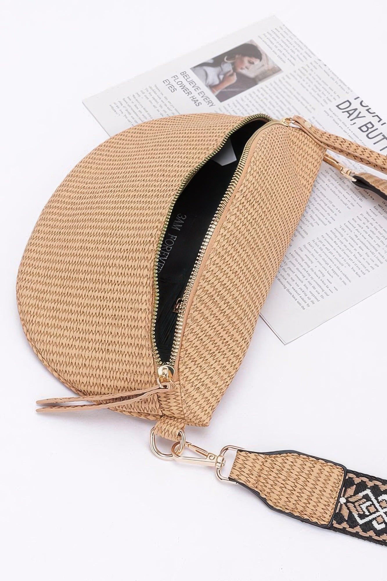 Faux Leather Fanny Pack W/ Multi Color Strap - LODIMAE FASHION 