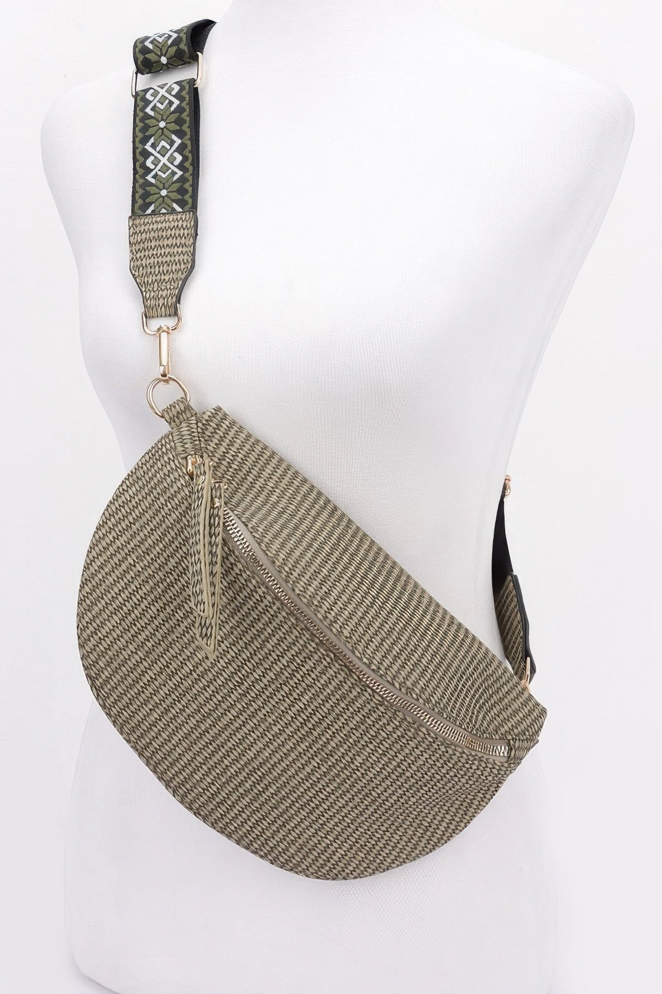 Faux Leather Fanny Pack W/ Multi Color Strap - LODIMAE FASHION 