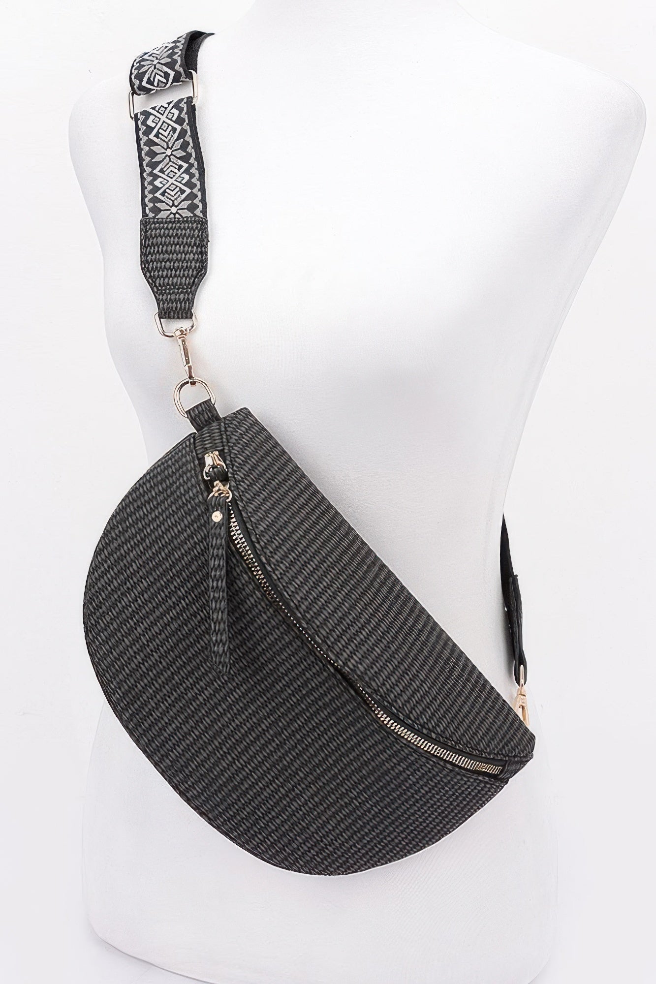 Faux Leather Fanny Pack W/ Multi Color Strap - LODIMAE FASHION 