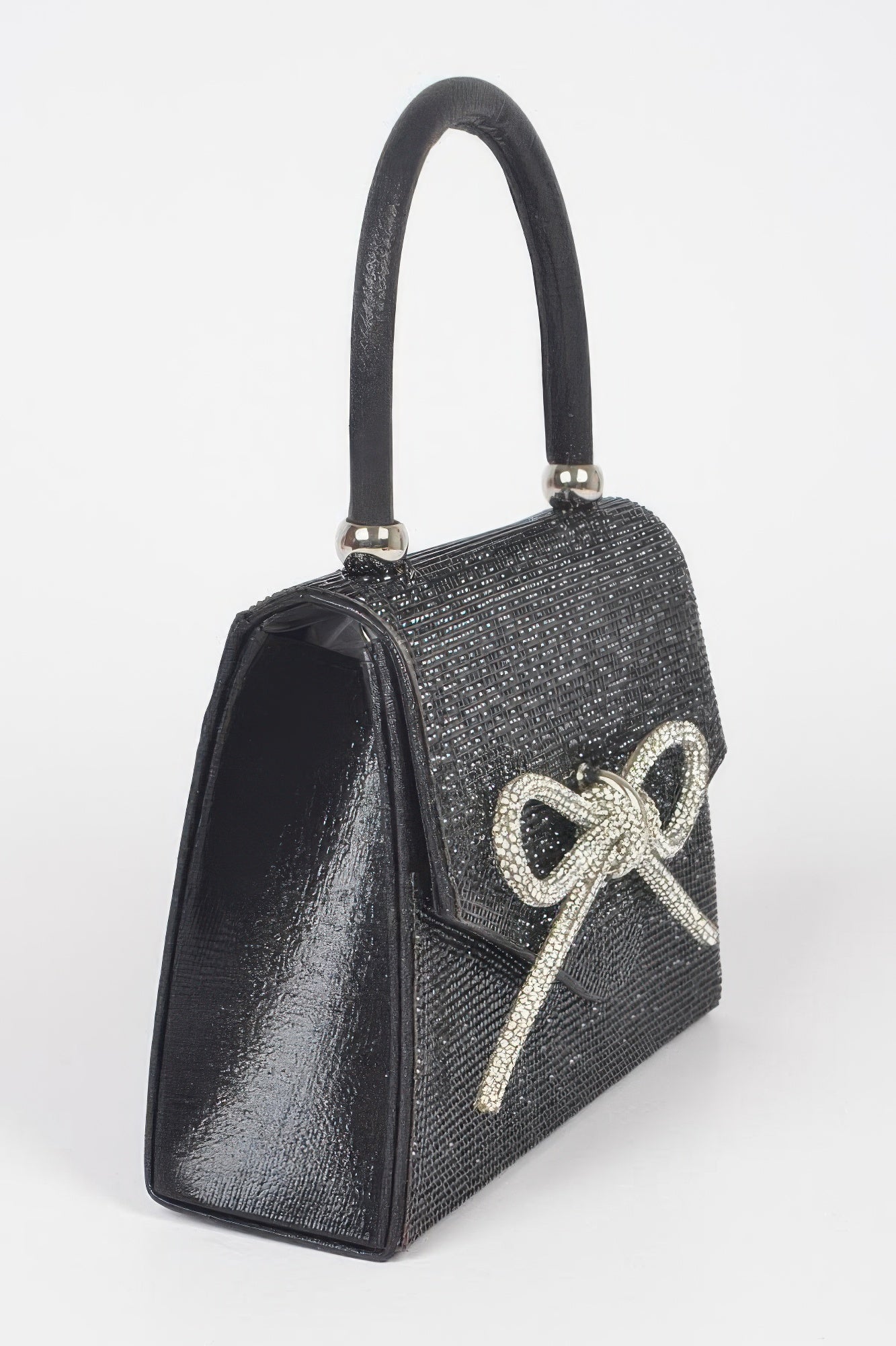 Rhinestone Ribbon Top Handle Bag - LODIMAE FASHION 